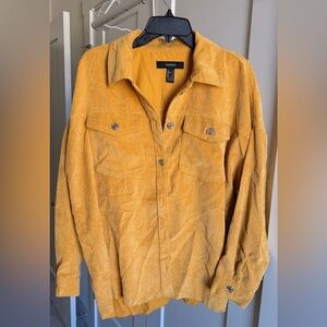 Forever 21 Women's Mustard Corduroy Button Down Shirt
